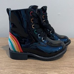 New Mia Girl toddler size 7 black rainbow boots side zipper